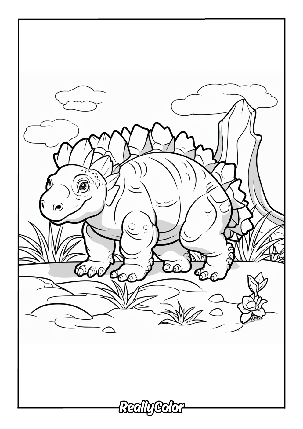 Cute dinosaur coloring page