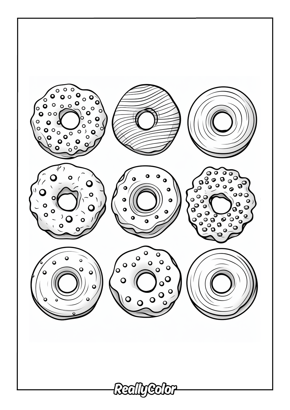 Cute donut coloring page