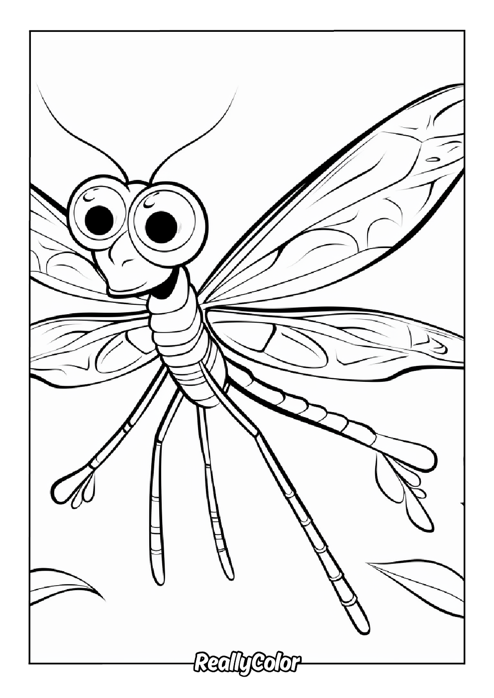 Cute dragonfly coloring page