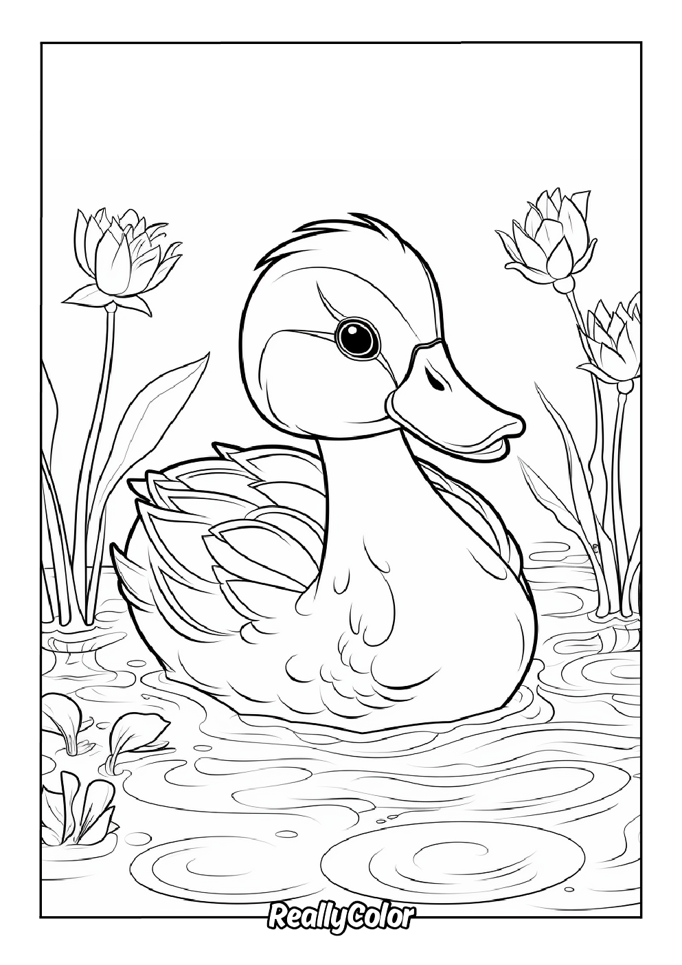 Cute duck coloring page
