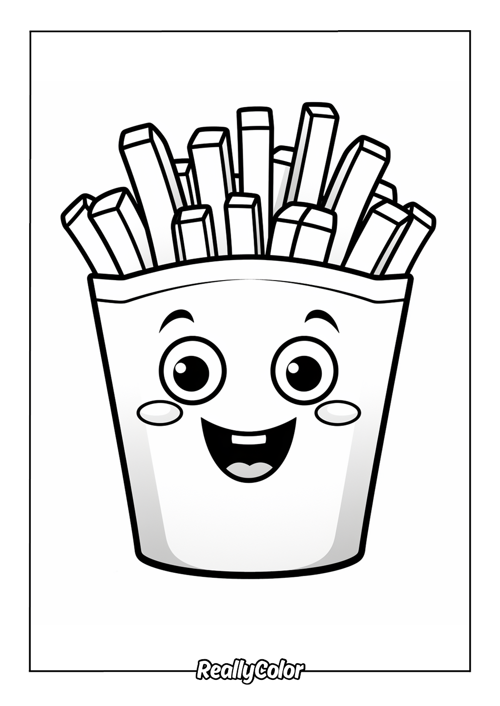 Cute french fries color page