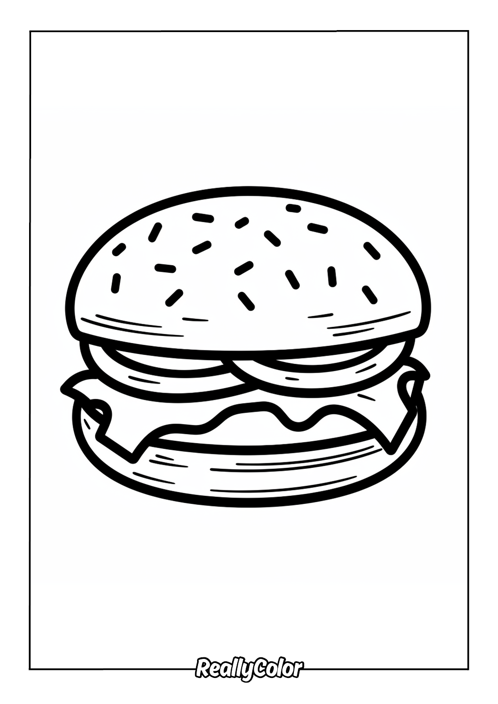 Cute hamburger coloring page for kids