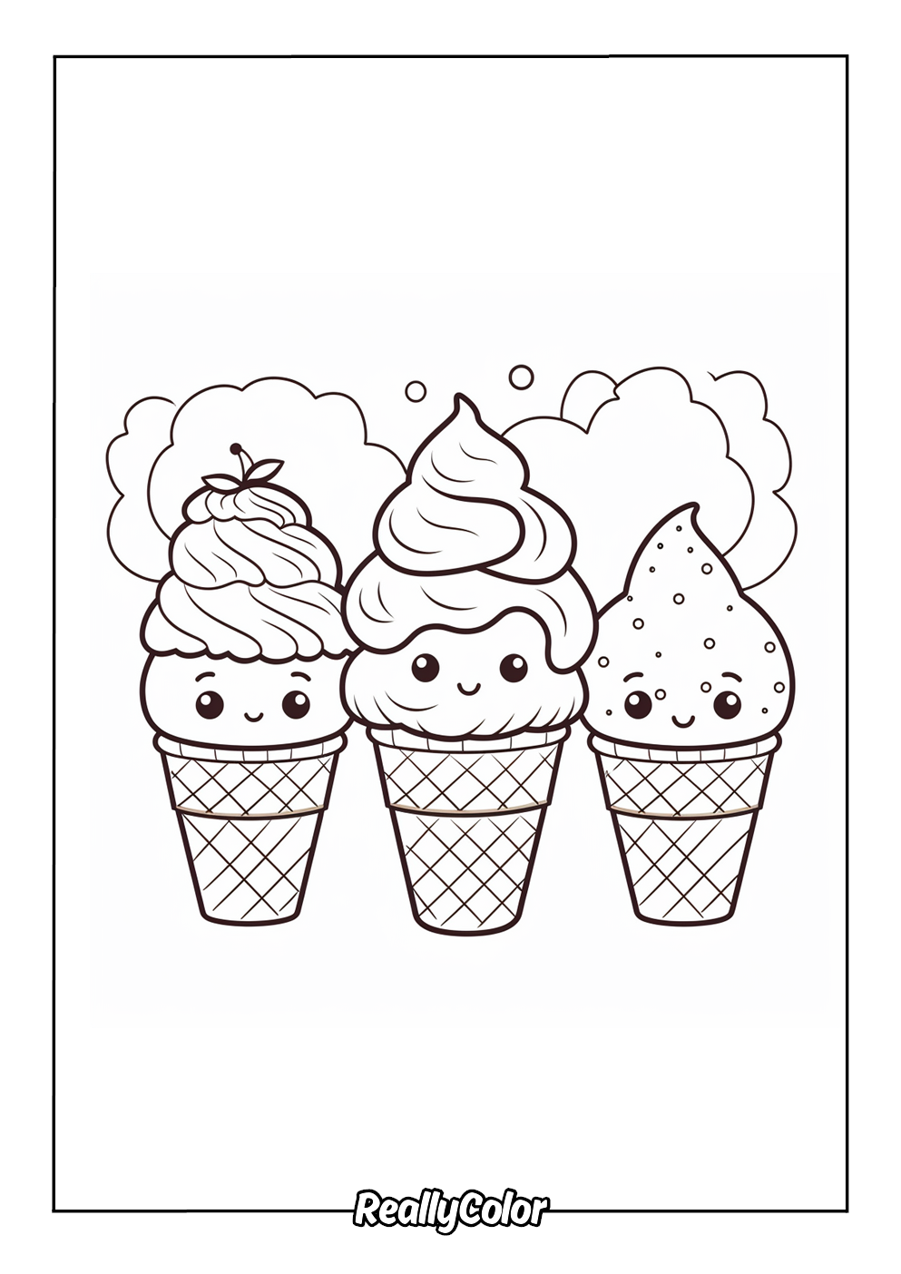 Cute ice cream coloring page