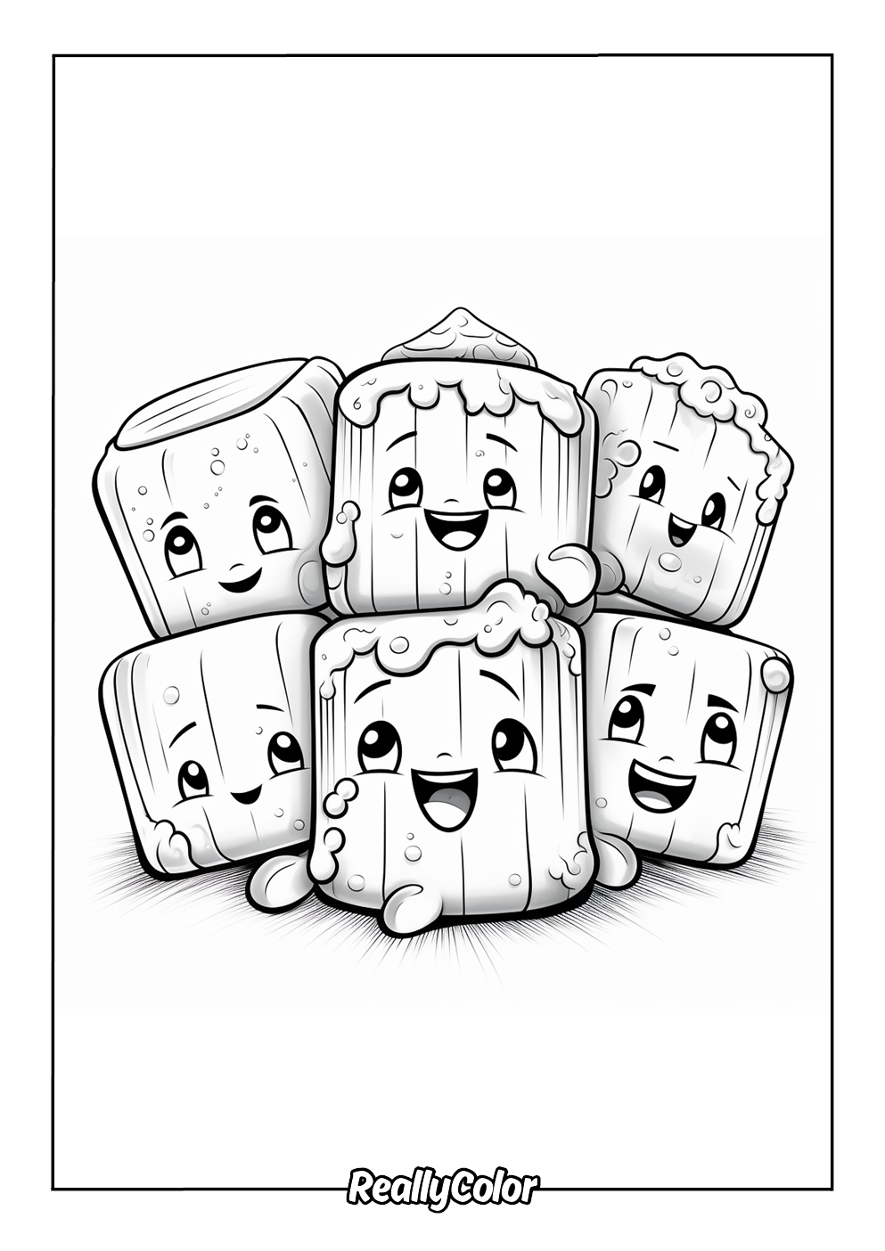 Cute marshmallows coloring page