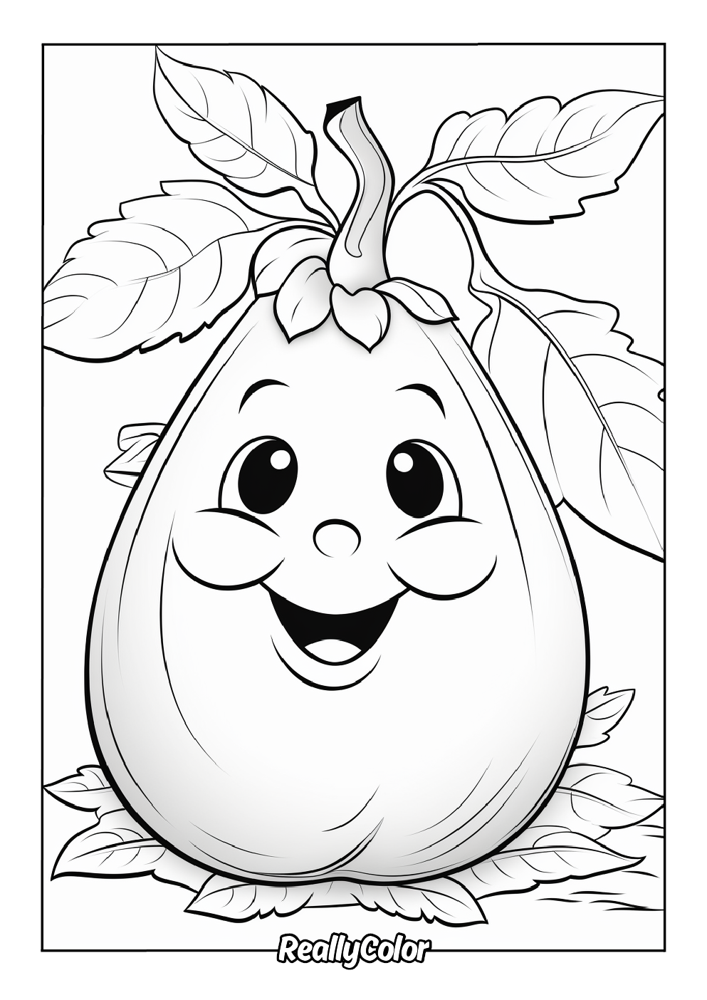 Cute pear coloring page