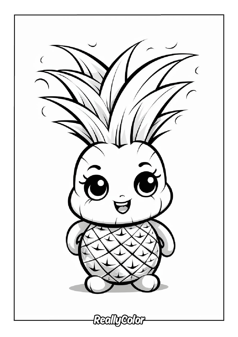 Cute pineapple coloring page