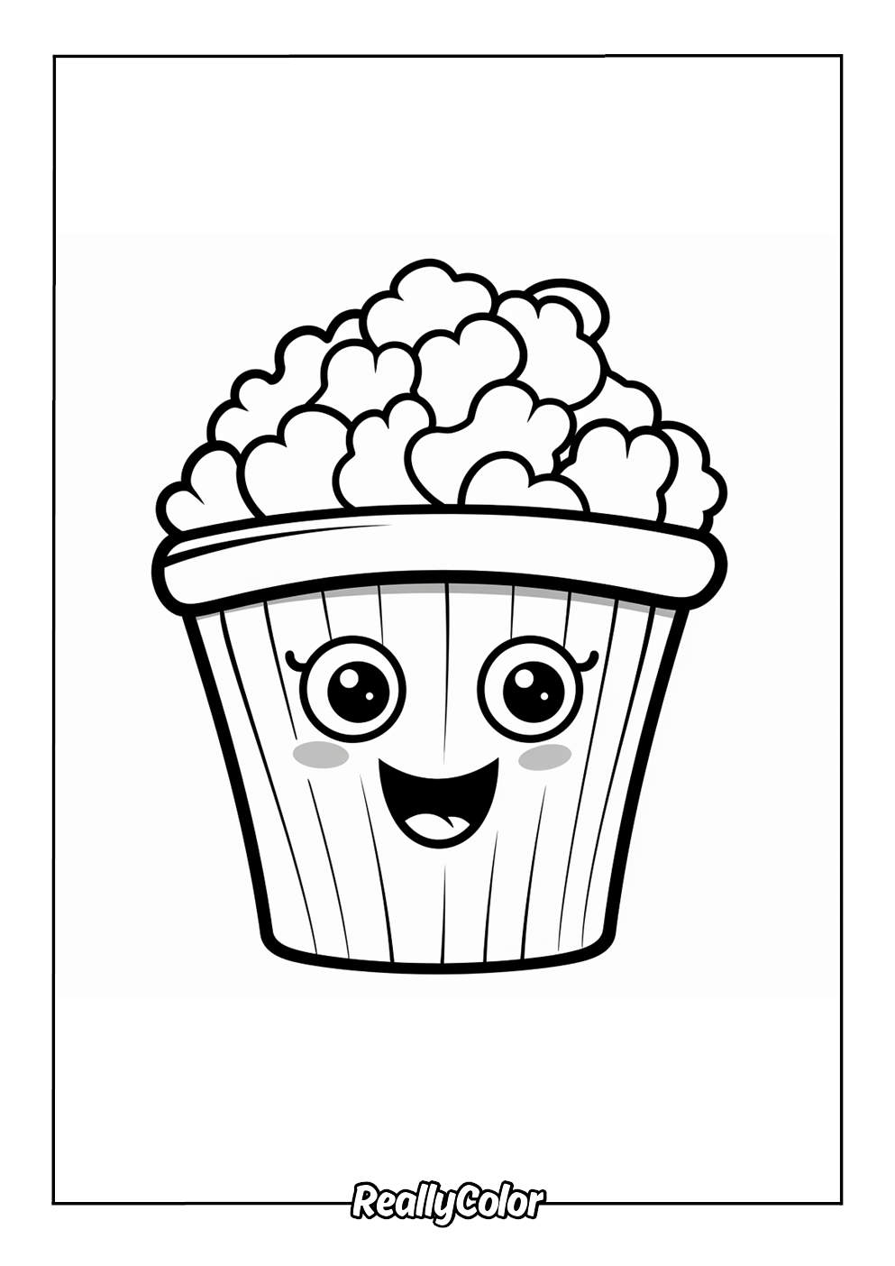 Cute popcorn coloring page