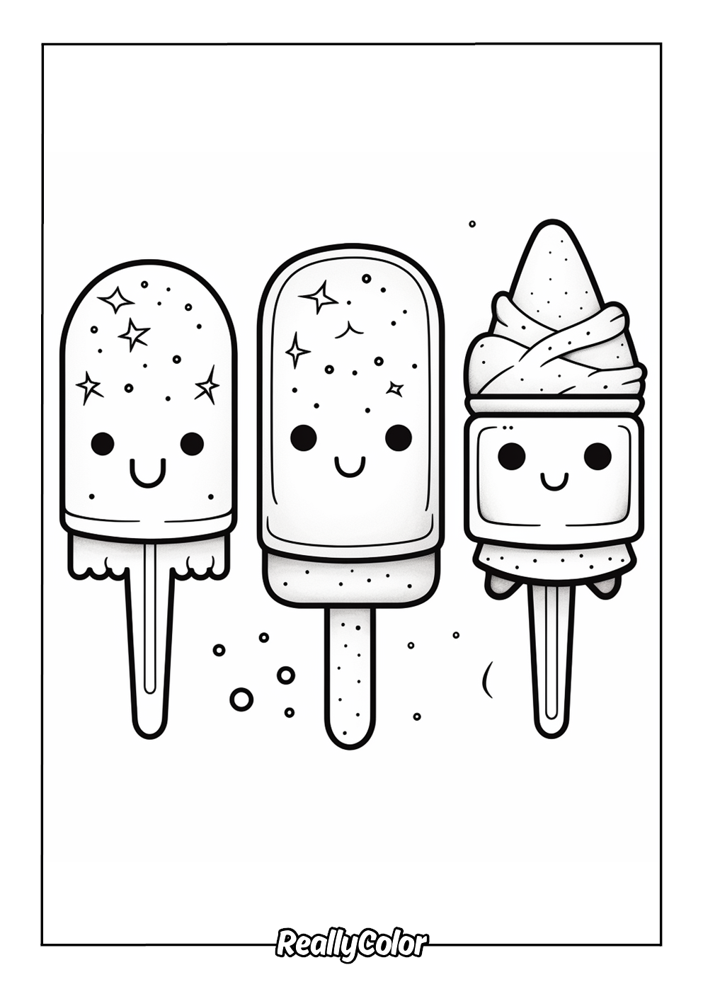 Cute popsicle coloring page