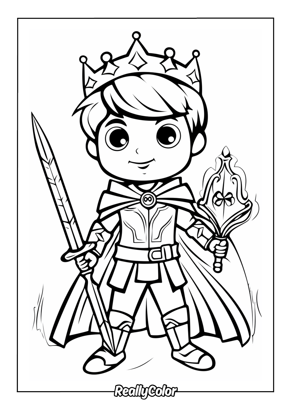 Cute prince coloring page for kids