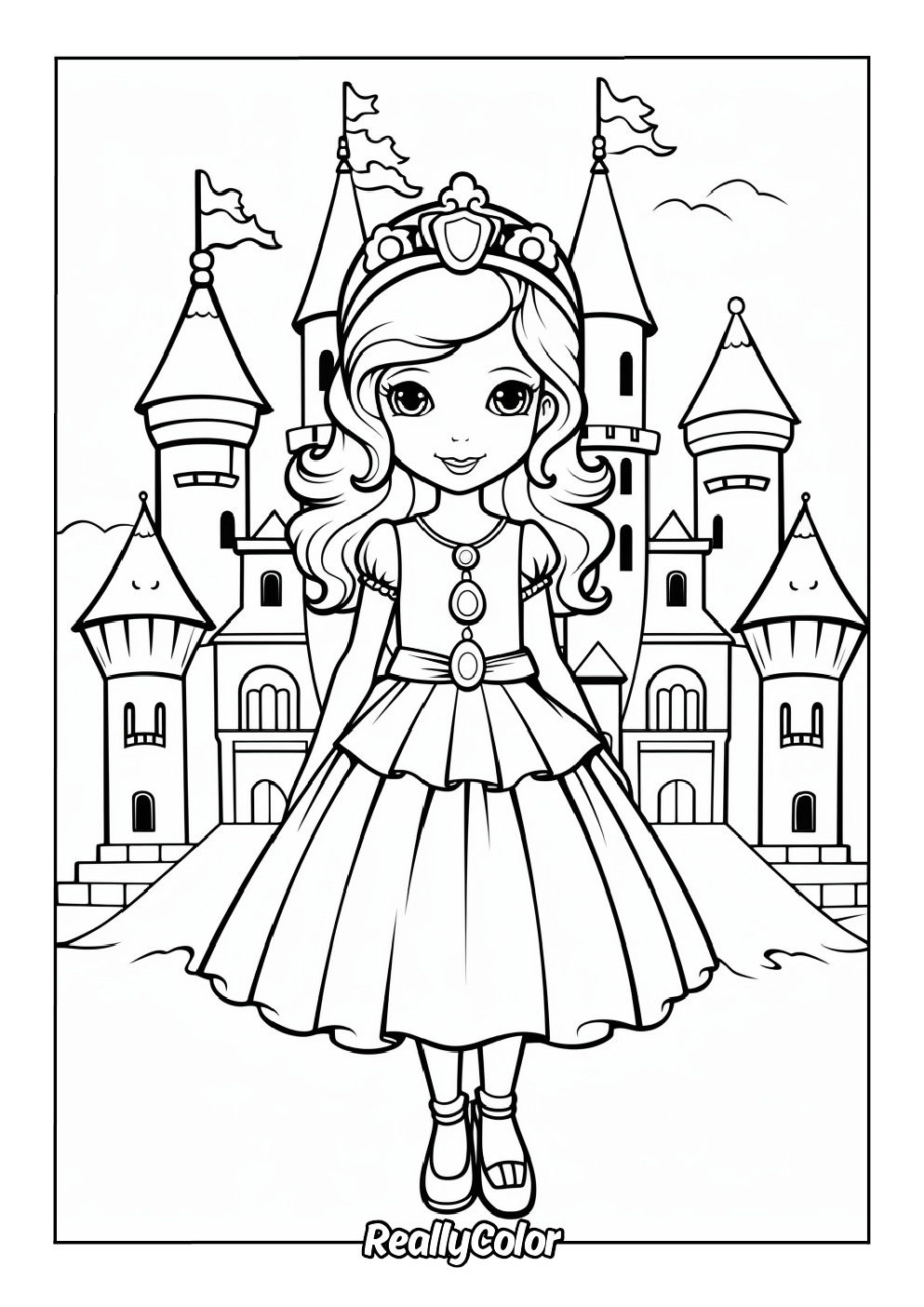 Cute princess coloring page