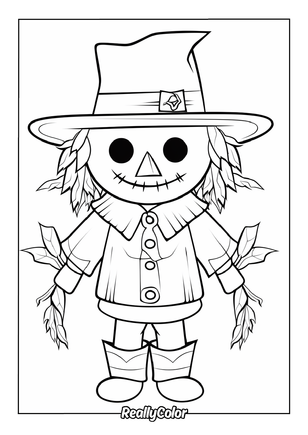 Cute scarecrow coloring page for kids