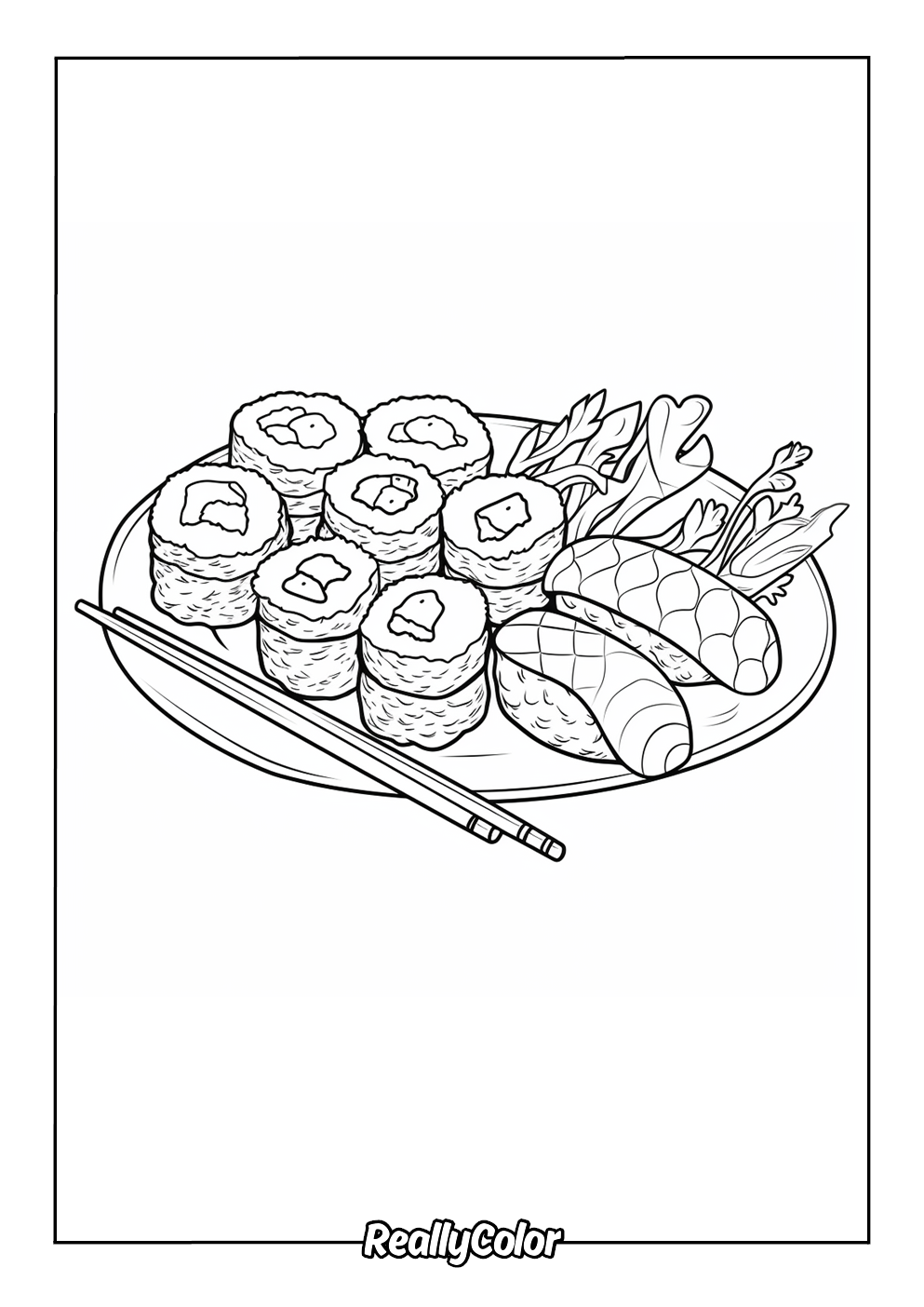 Cute sushi coloring page