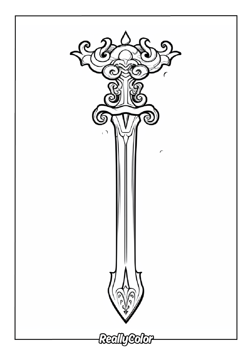Decorated sword coloring picture