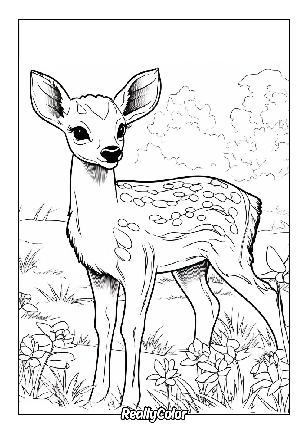Deer coloring page for adults