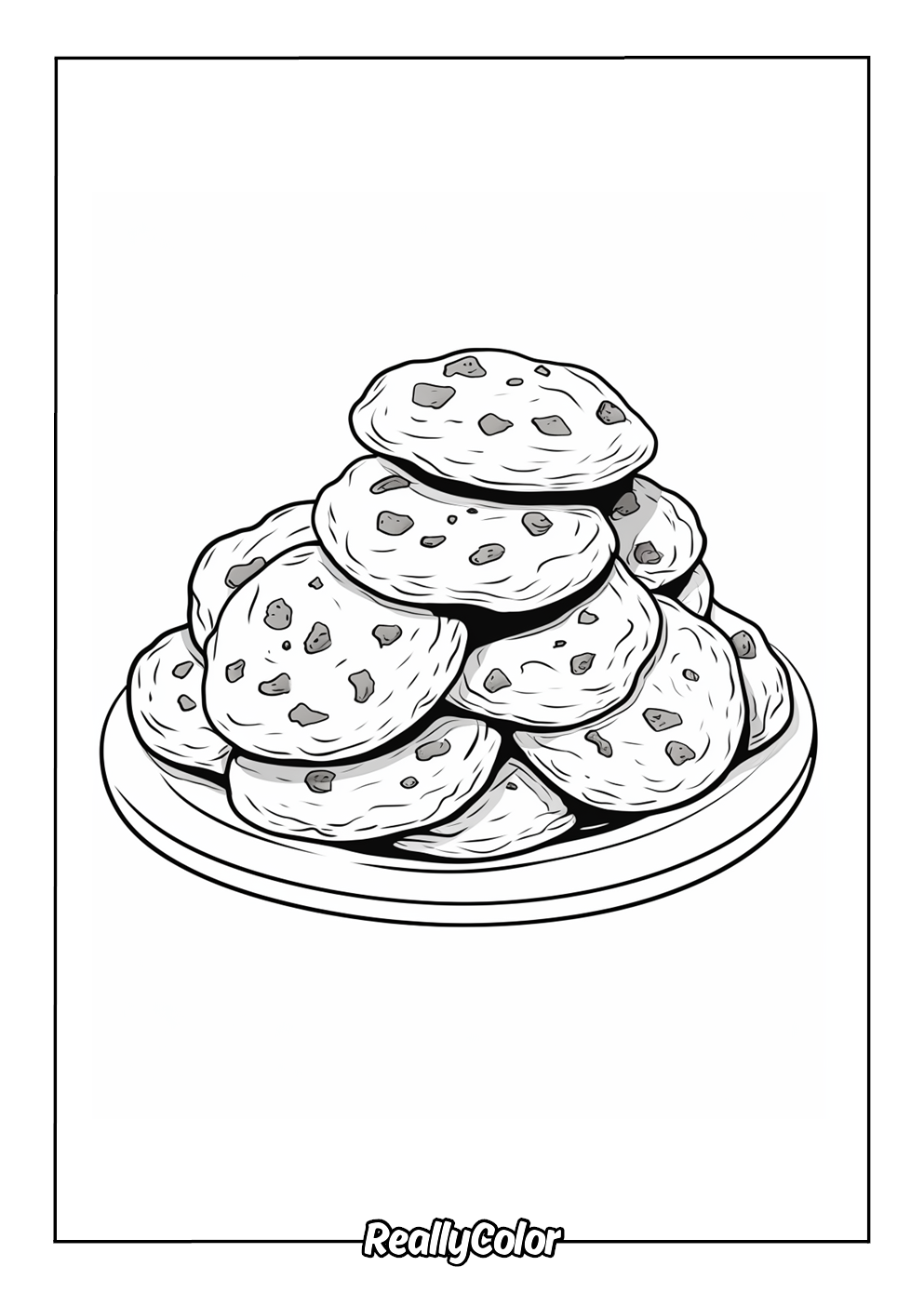 Delicious chocolate chip cookies color page