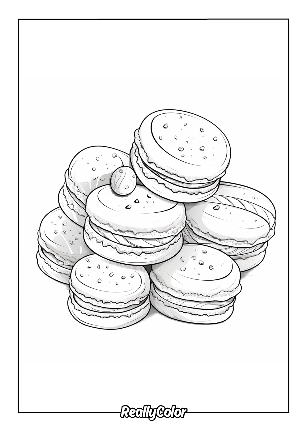 Delicious macarons coloring page
