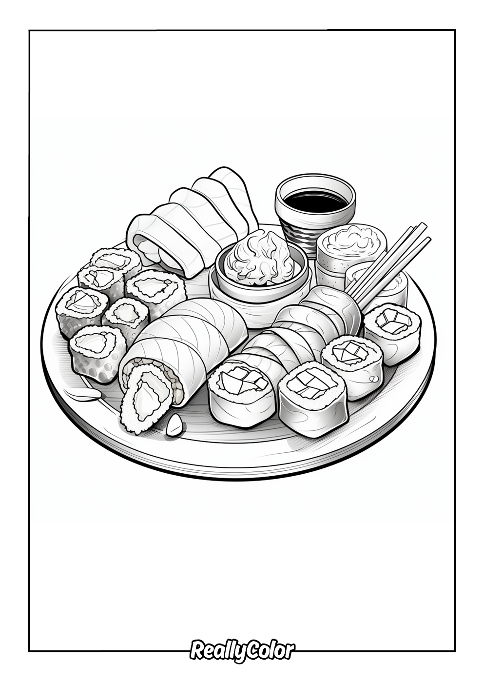 Delicious sushi coloring page