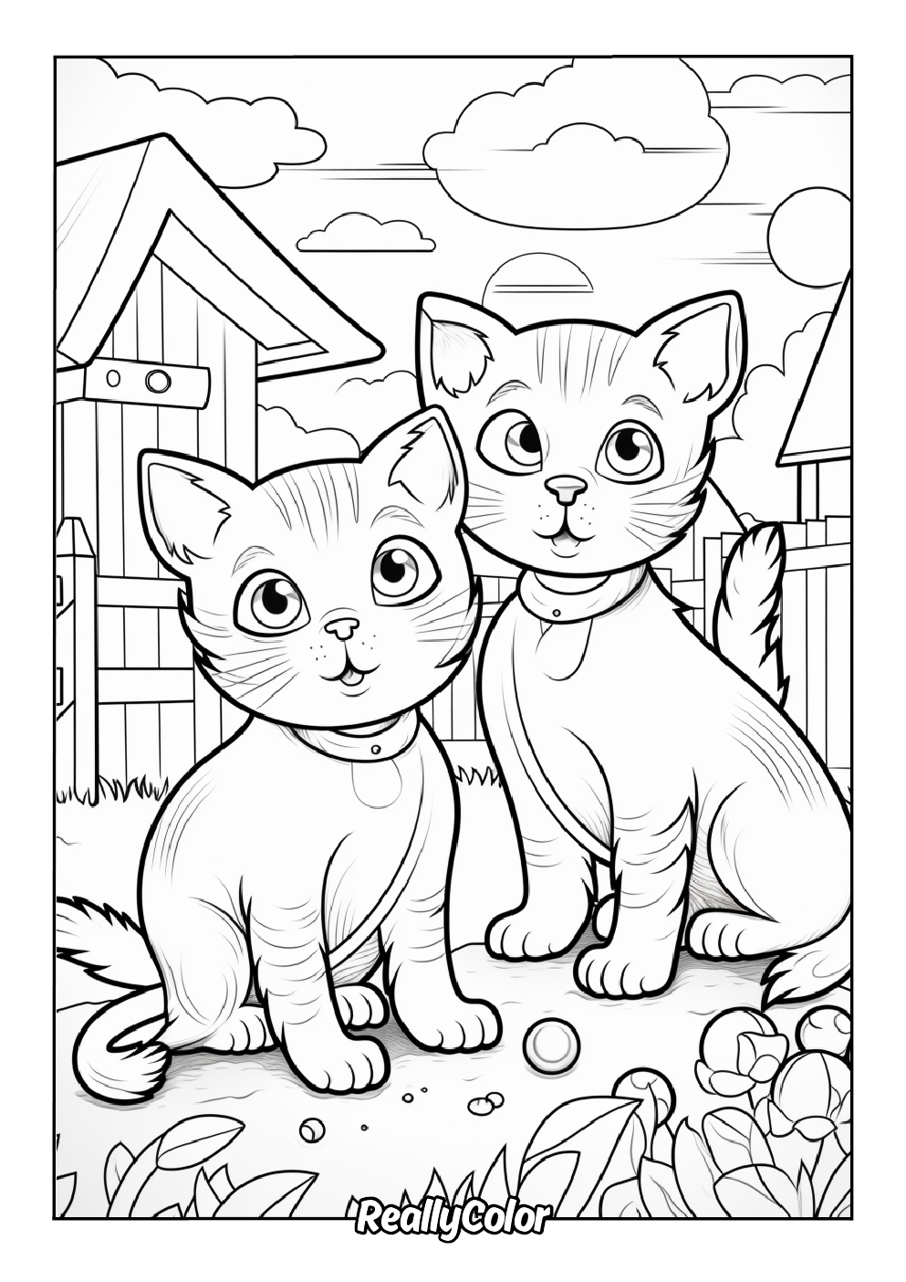 Detailed cats color page
