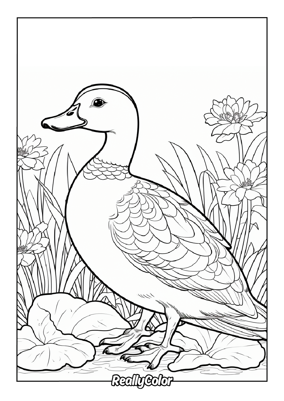 Duck coloring page for adults