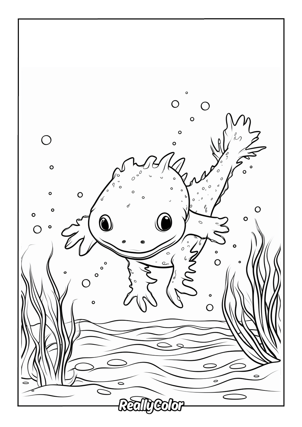Easy axolotl coloring page