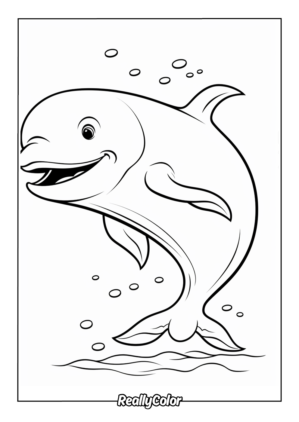Easy beluga coloring page for kids
