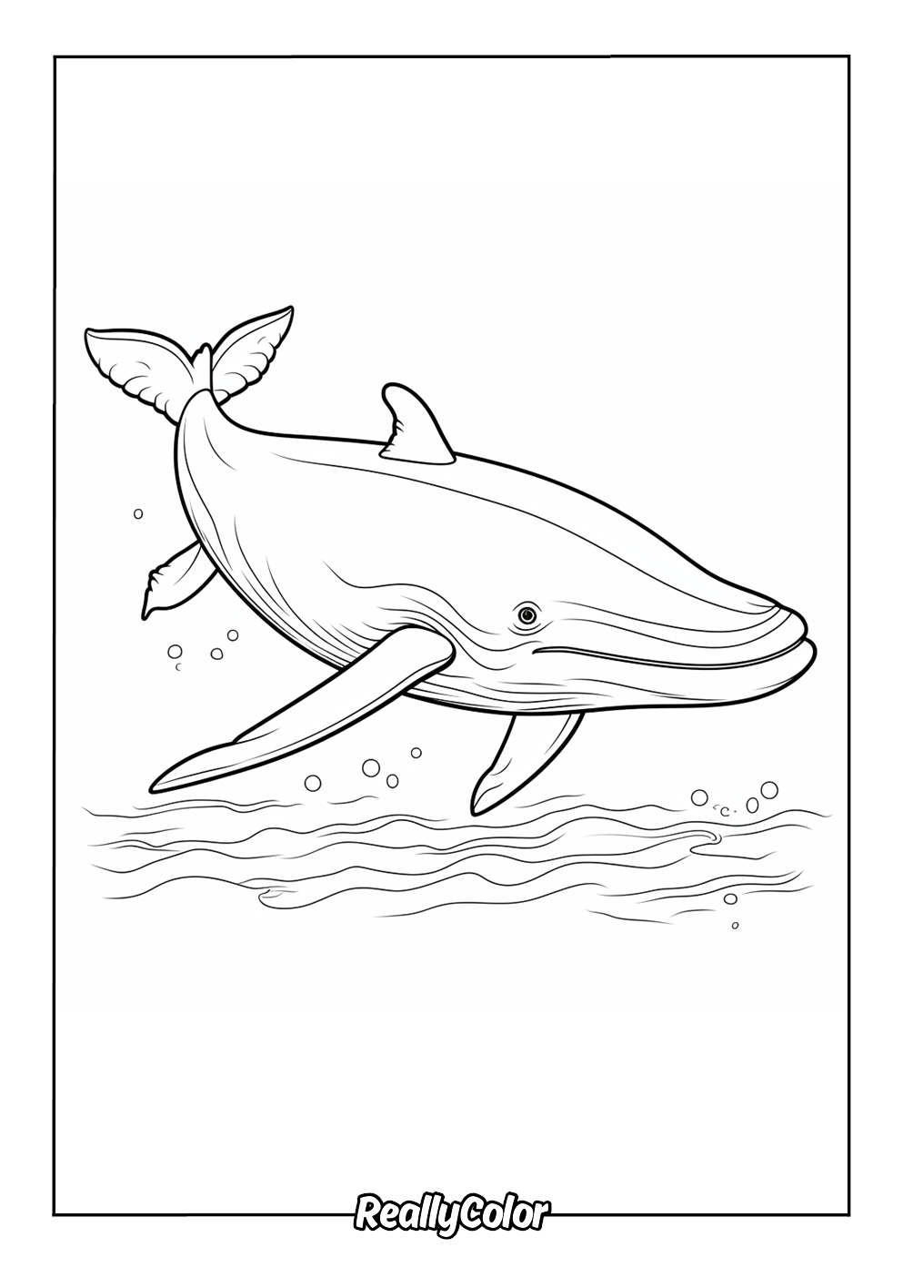 Easy blue whale coloring page for kids