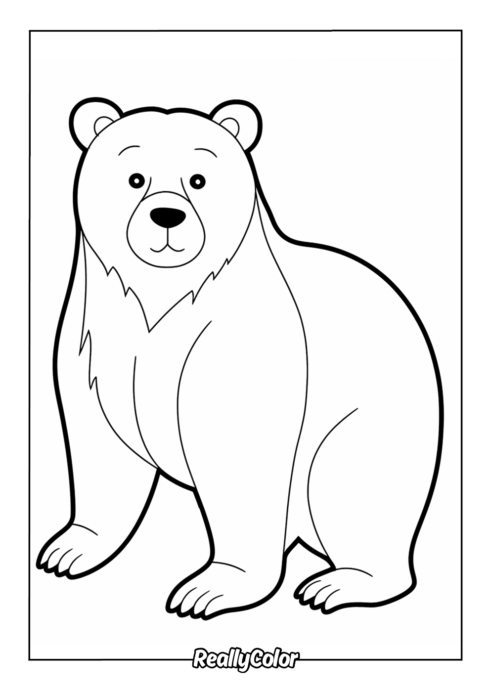 Easy brown bear coloring page for kids