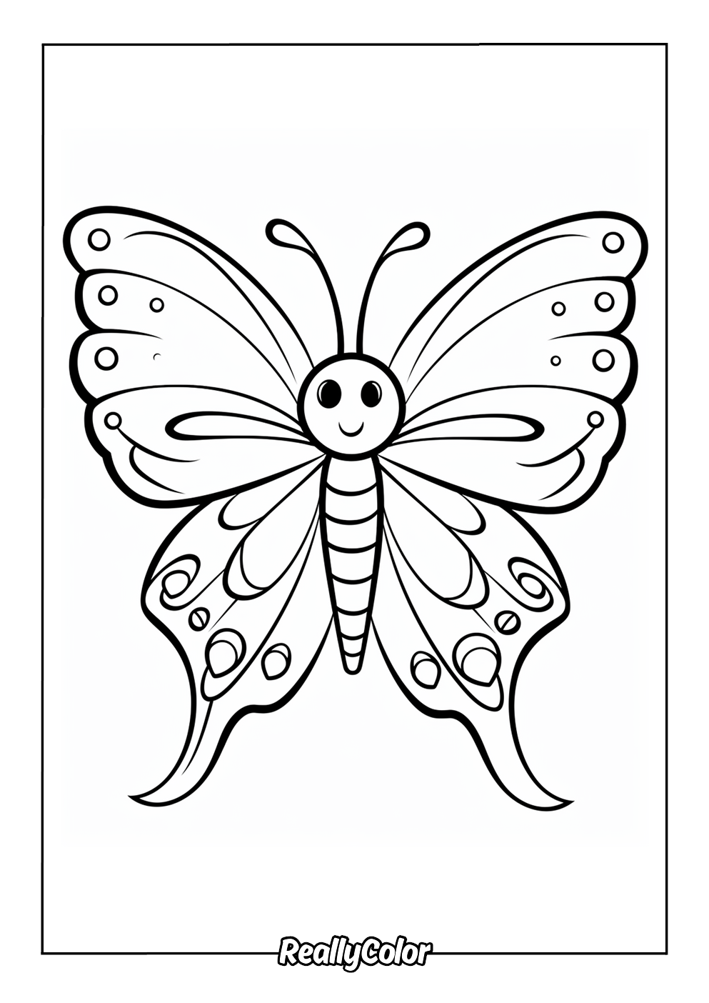 Easy butterfly coloring page for kids