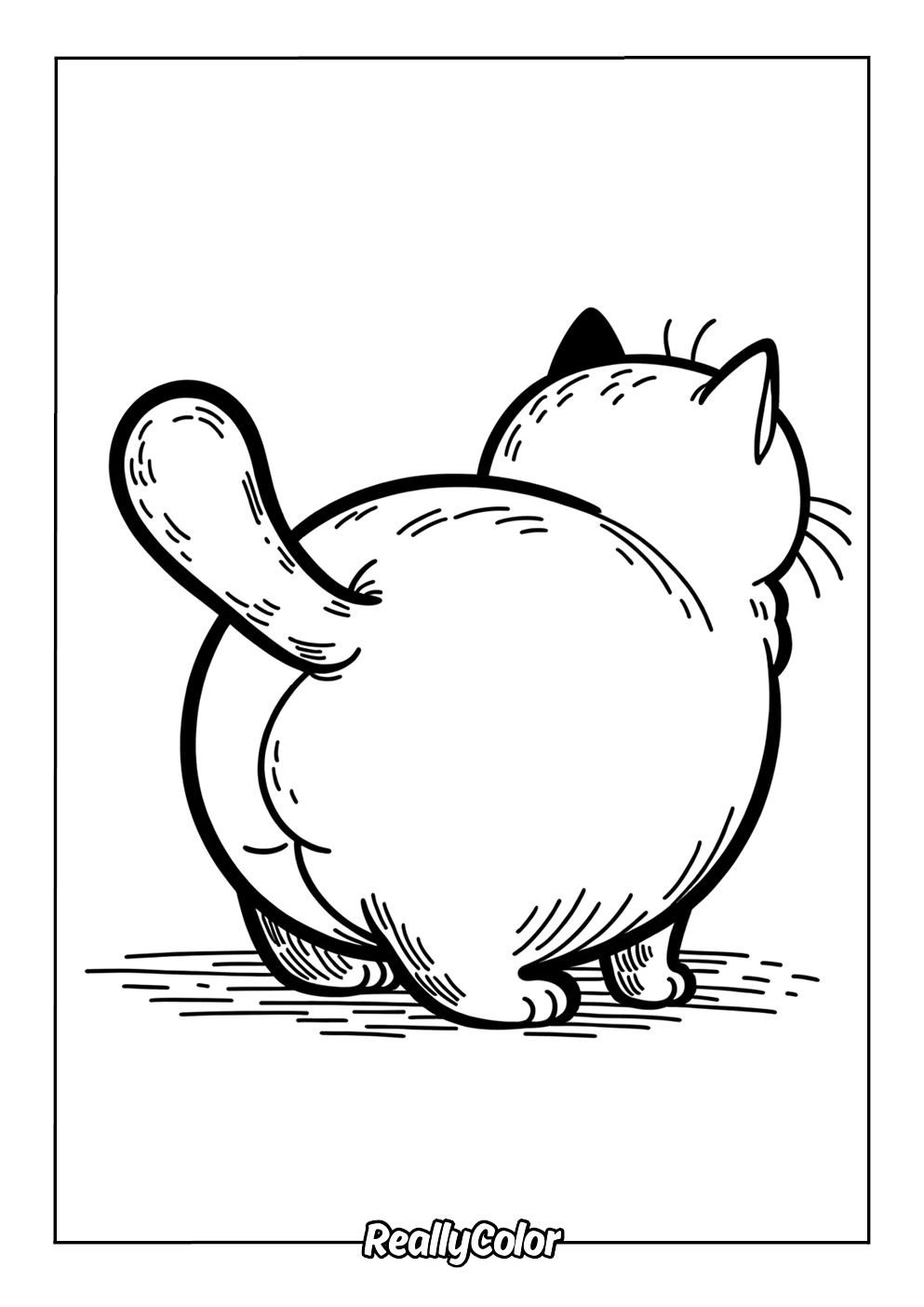 Easy cat butt coloring page
