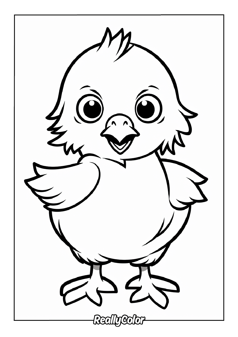 Easy chick coloring page