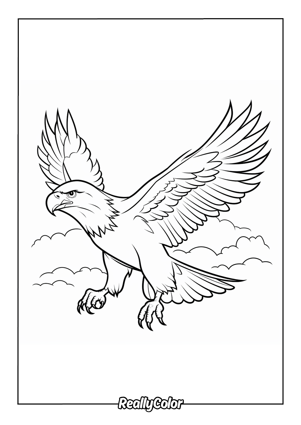 Easy coloring page of a bald eagle