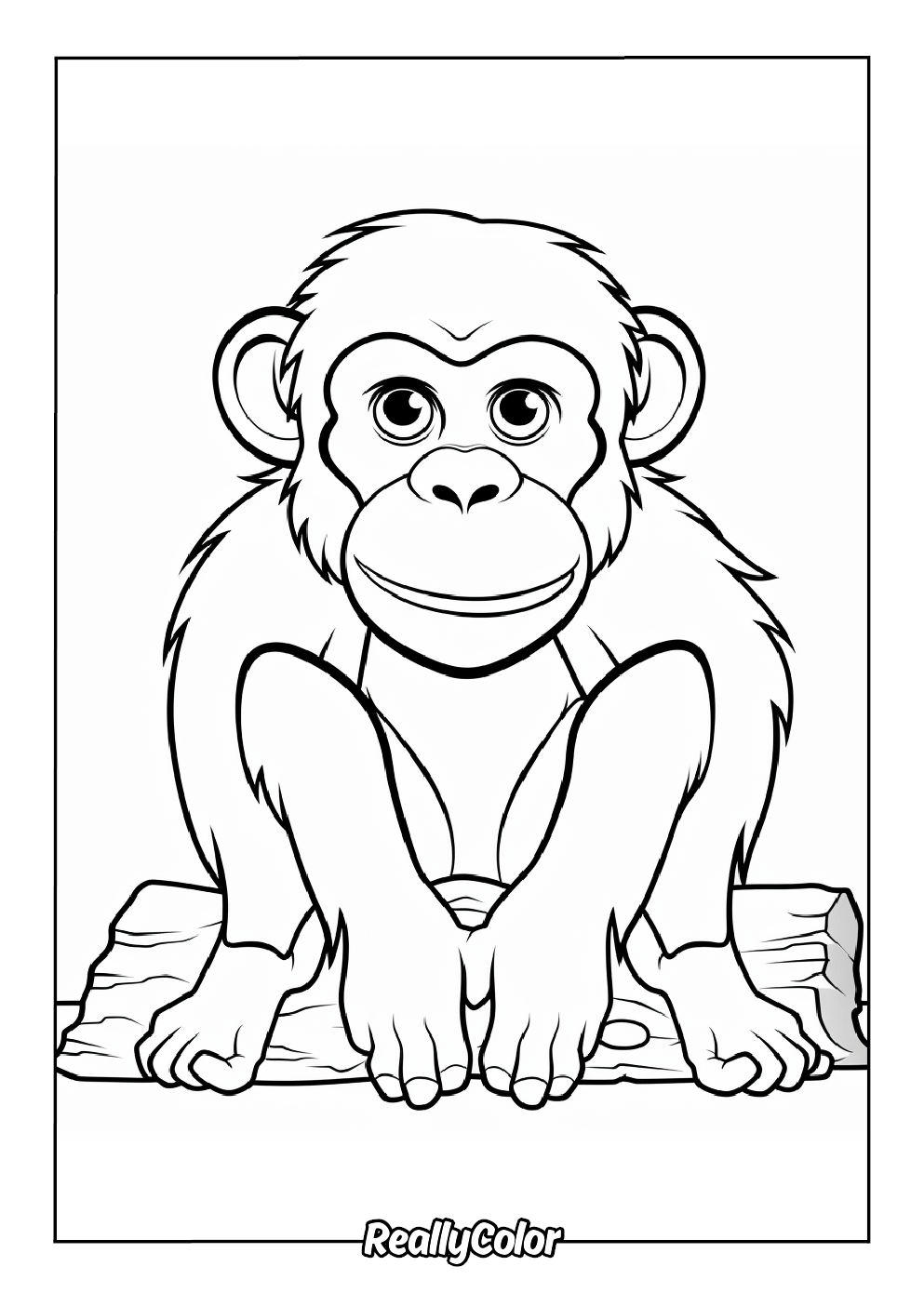 Easy coloring page of a chimpanzee