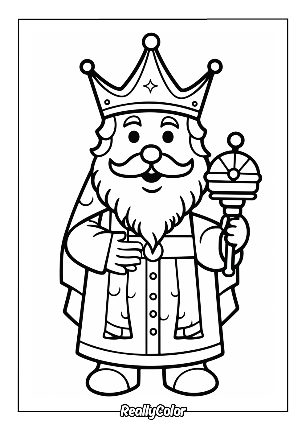Easy coloring page of a king for kids
