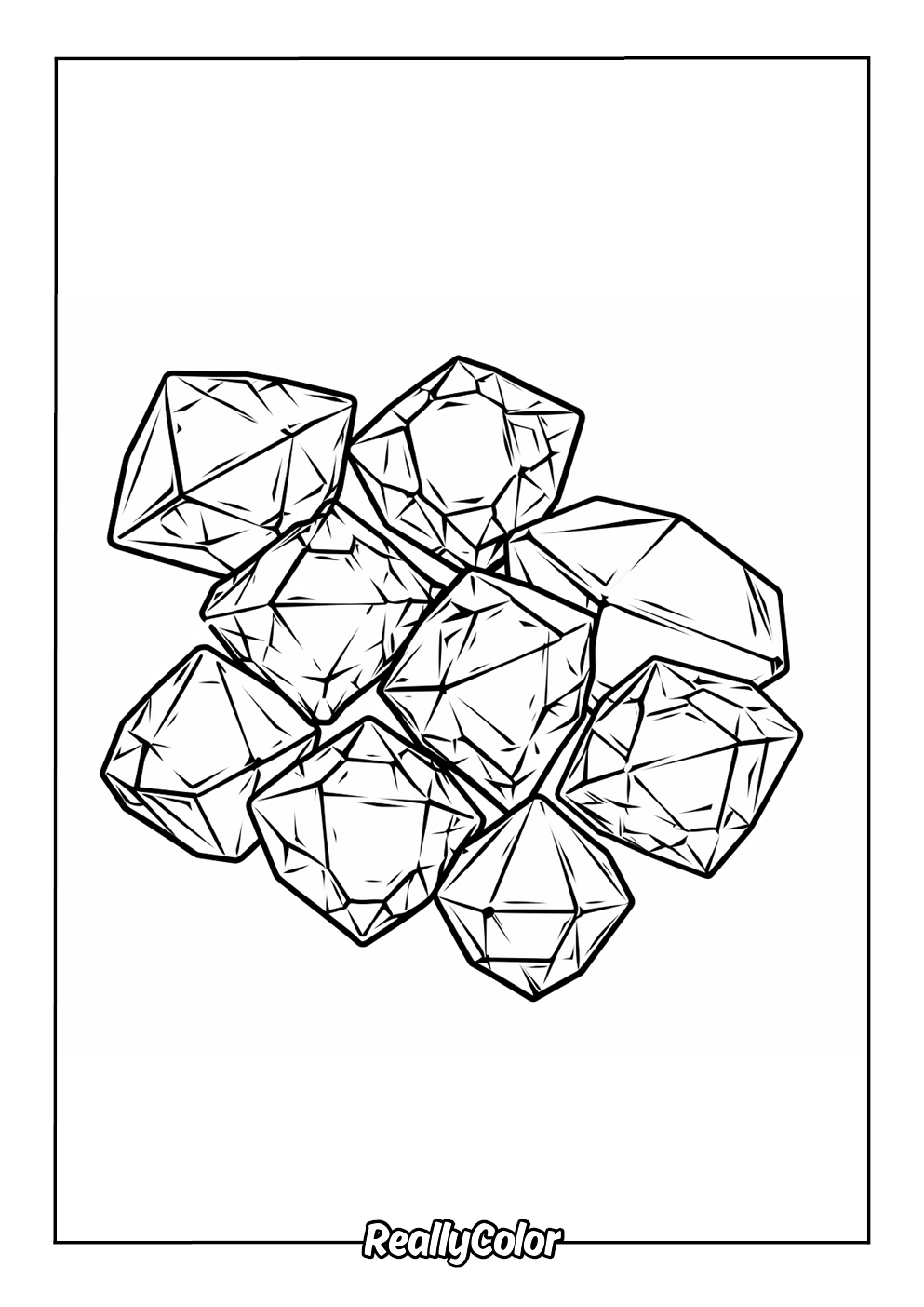 Easy coloring page of crystals