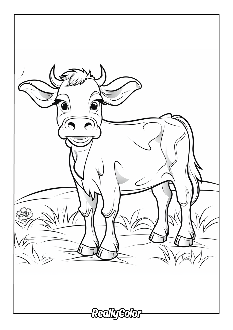 Easy cow coloring page for kids