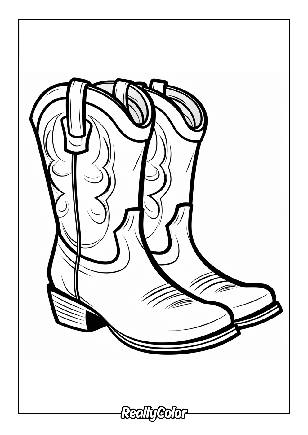 Easy cowboy boots coloring page