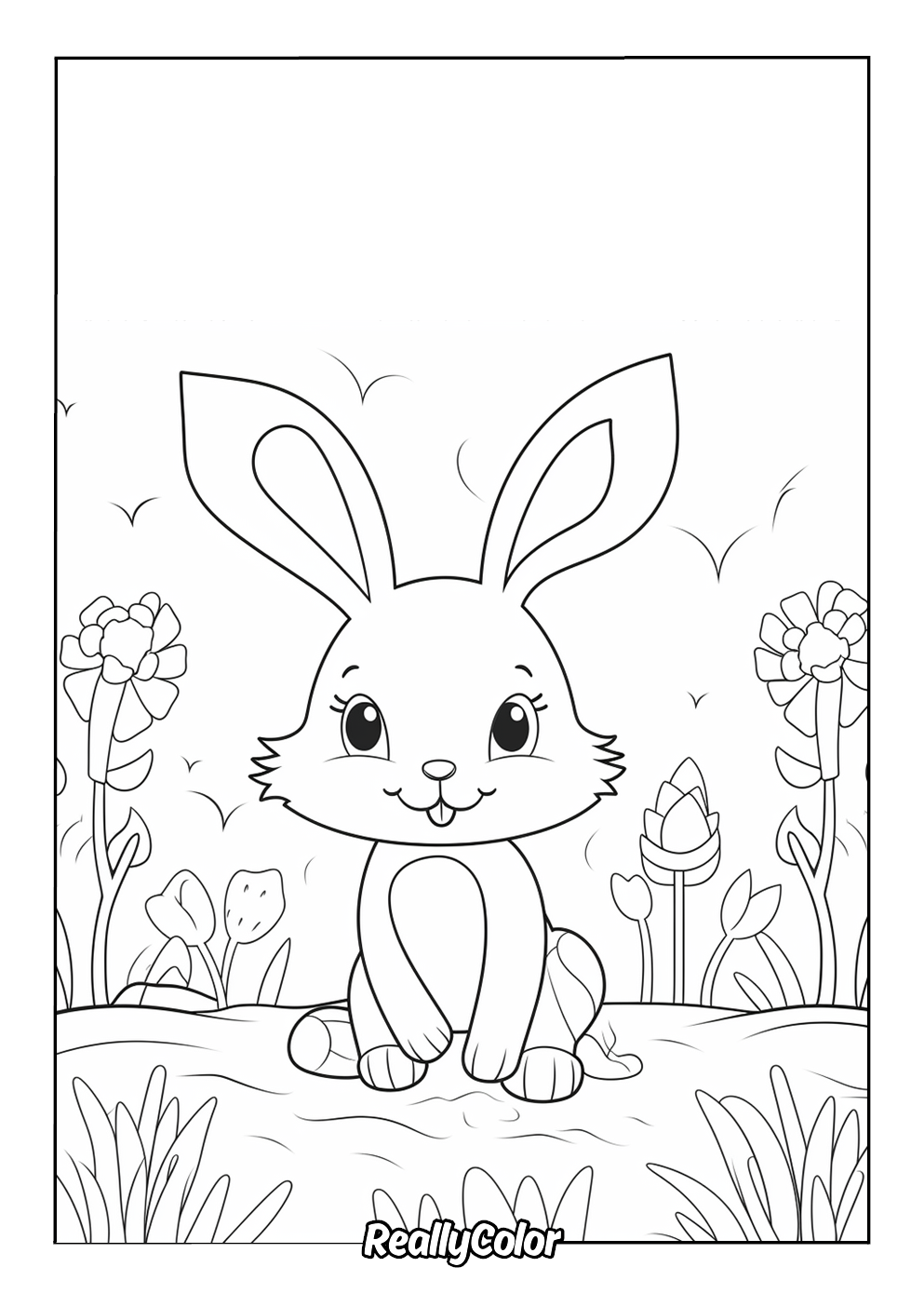 Easy cute bunny coloring page for kids