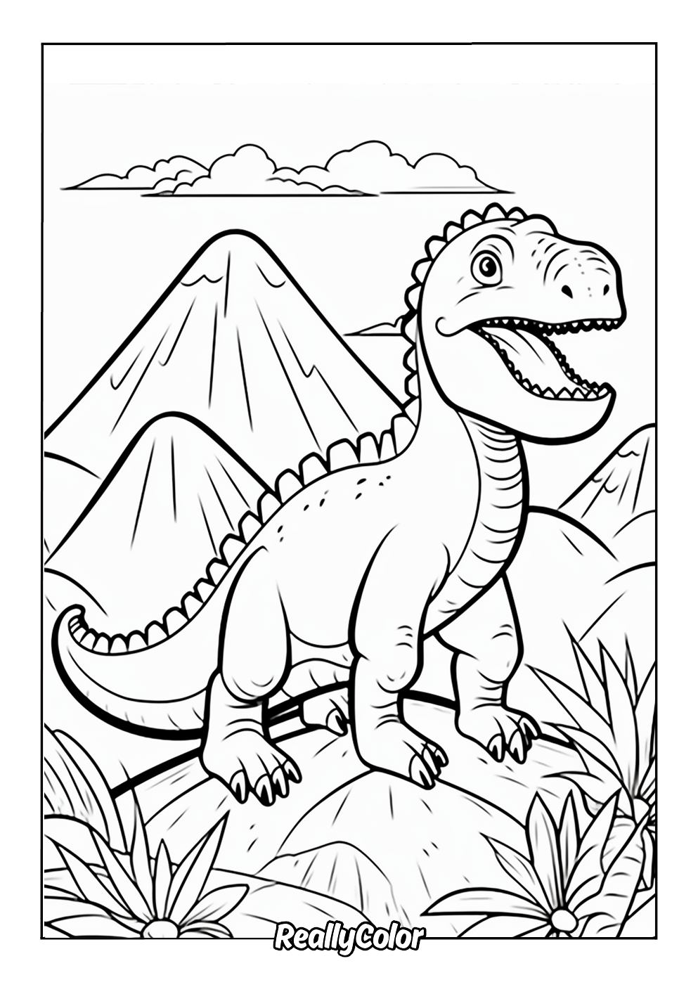Easy cute dinosaur coloring page