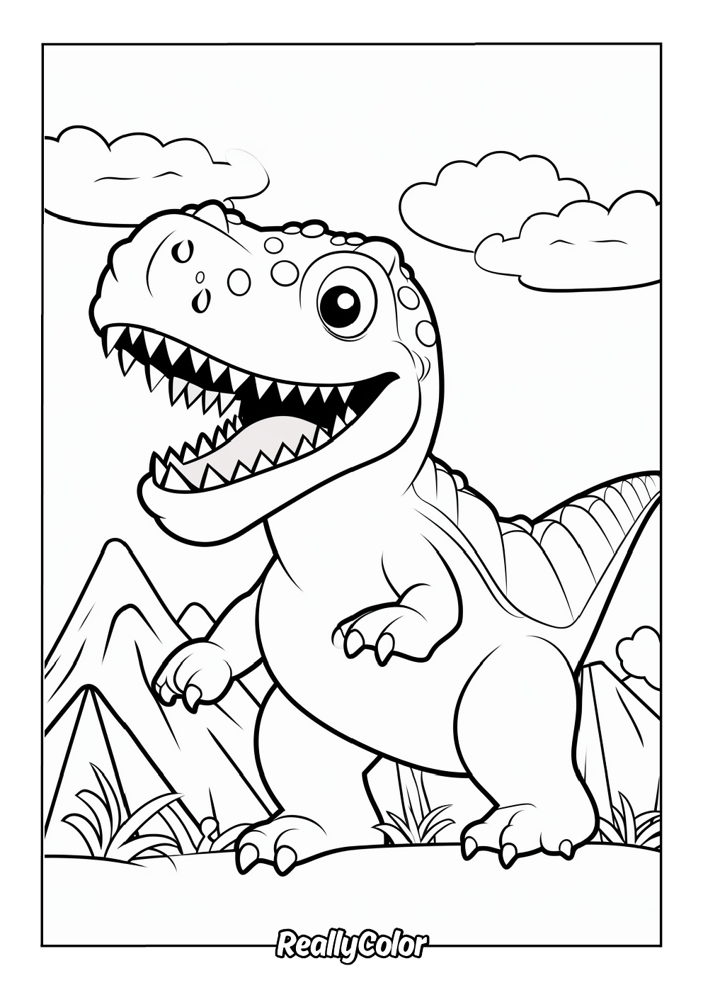 Easy dinosaur coloring page free