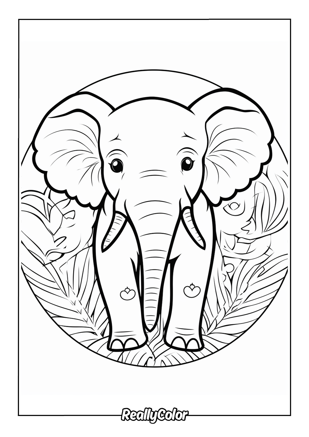 Easy elephant coloring page for kids