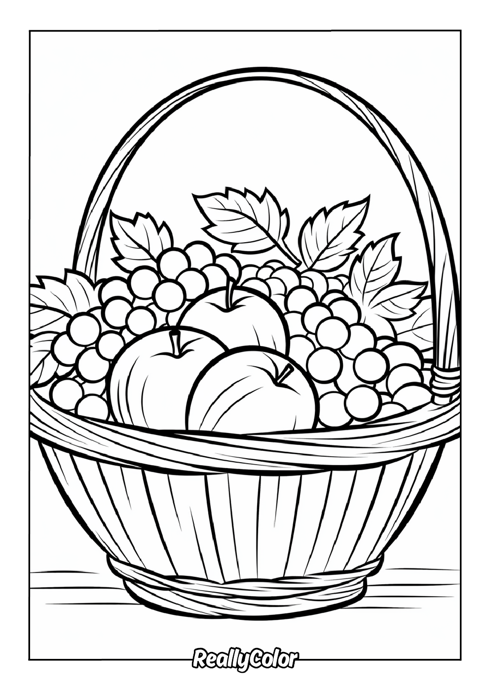 Easy fruit basket coloring page