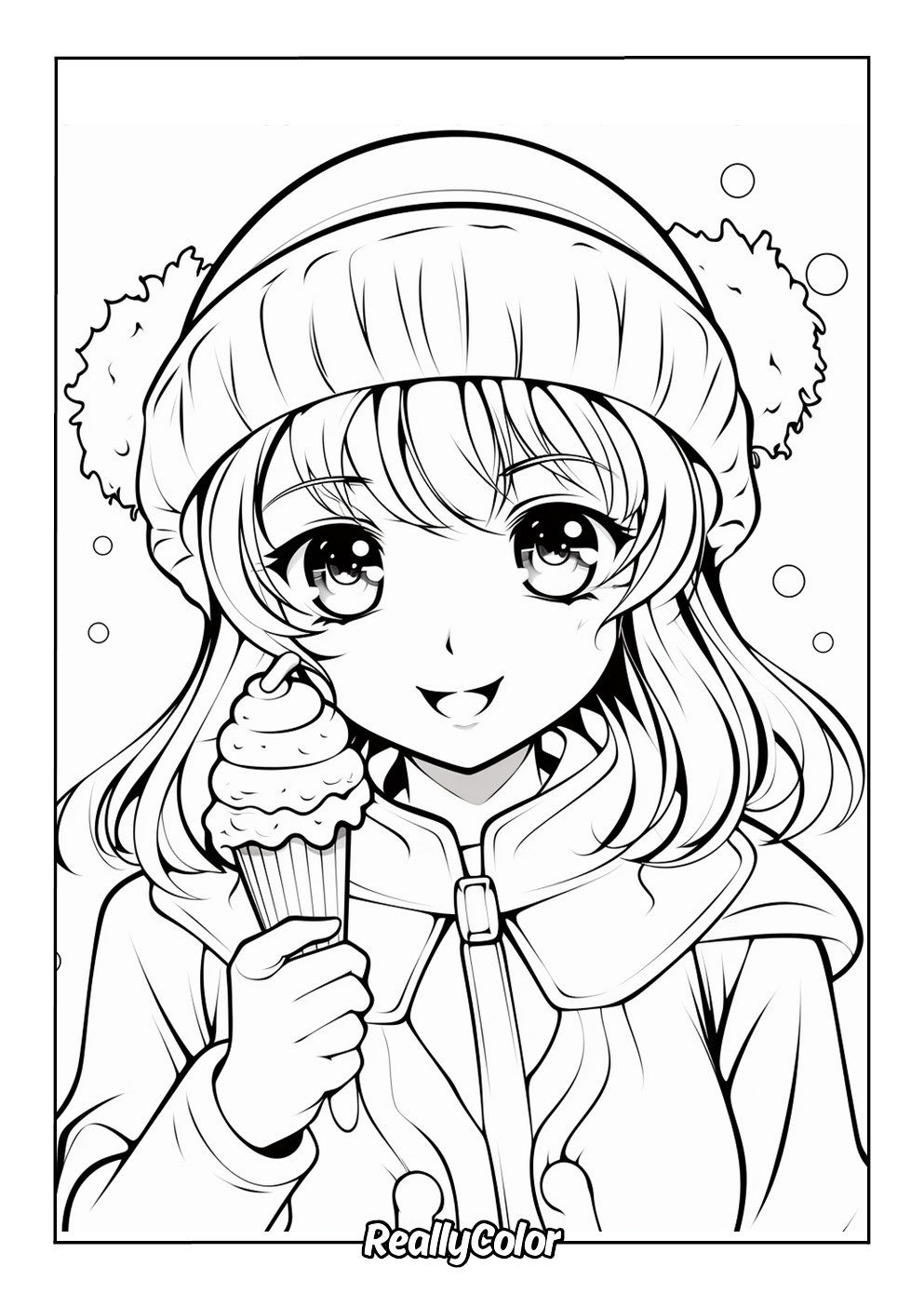 Easy ice cream coloring page