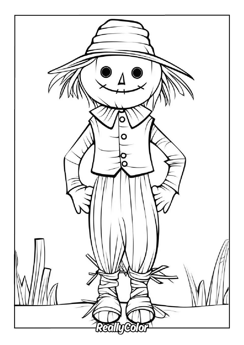 Easy scarecrow coloring page