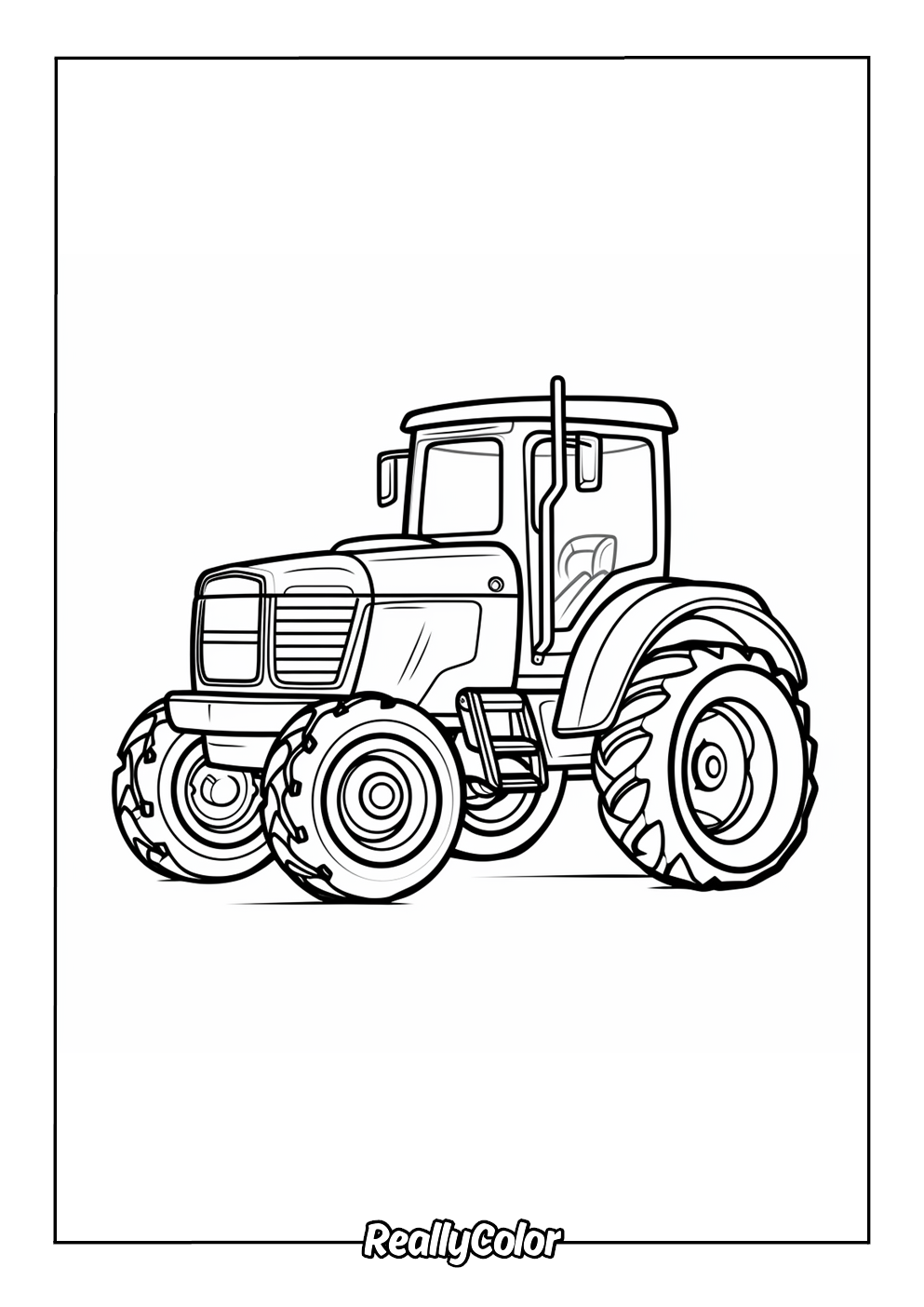 Easy tractor coloring page for kids
