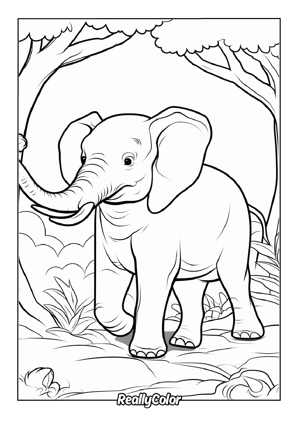 Elephant coloring page pdf