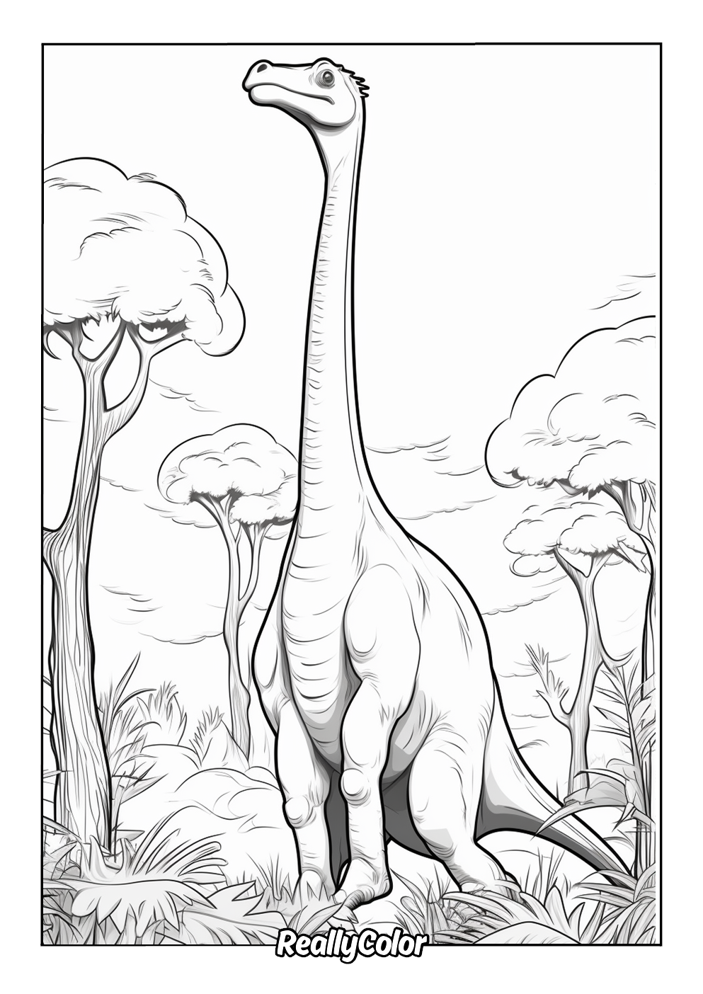 Extremely tall brachiosaurus coloring page
