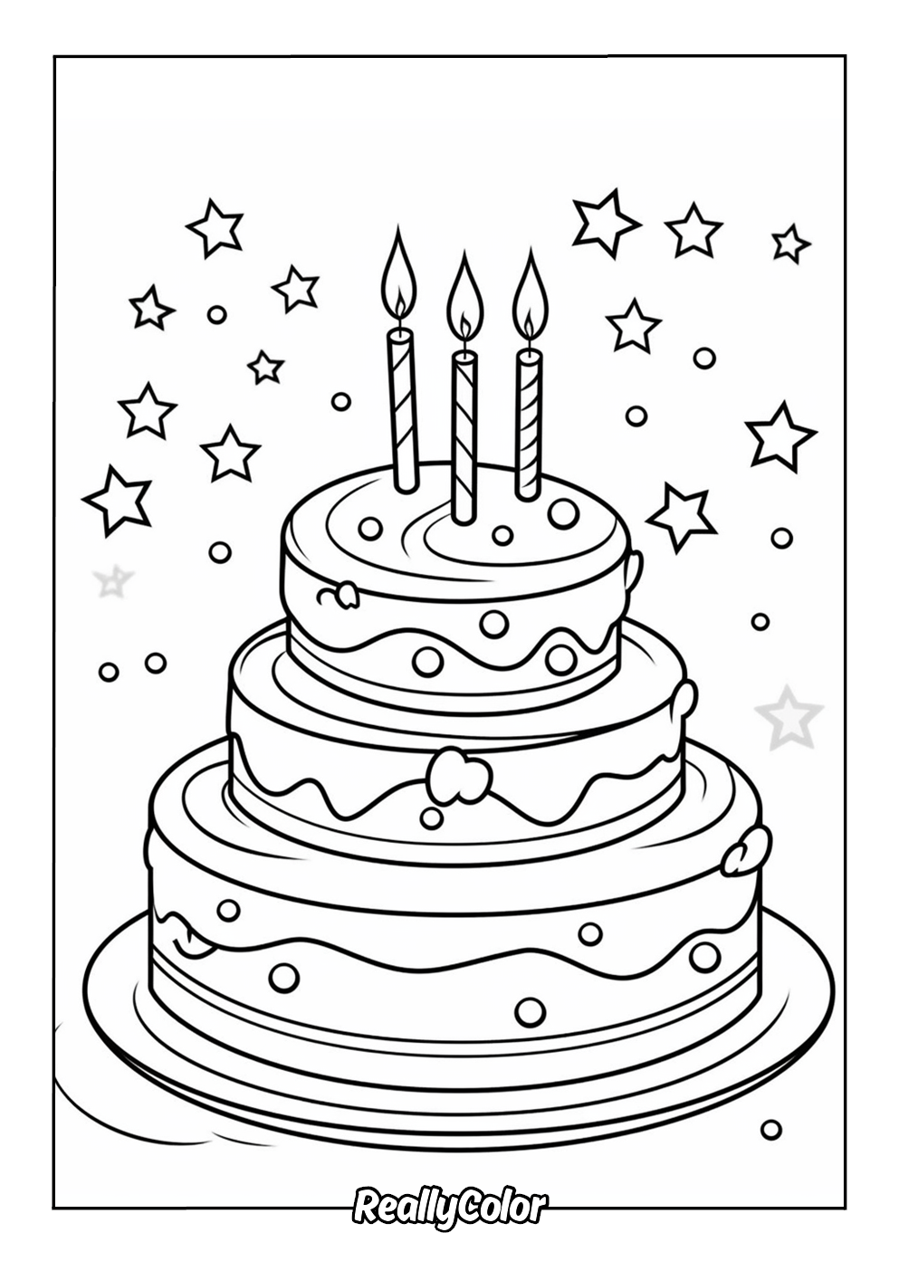 Fancy Birthday Cake Coloring Page