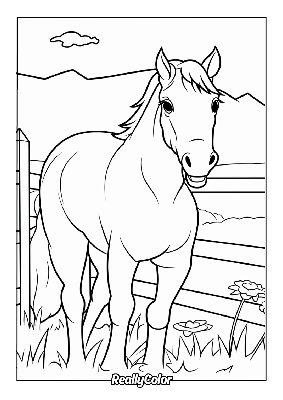 Farm horse coloring page