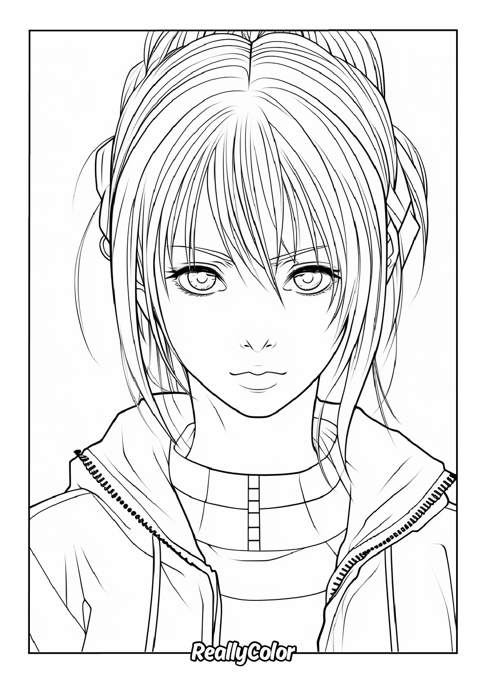 Female anime coloring page
