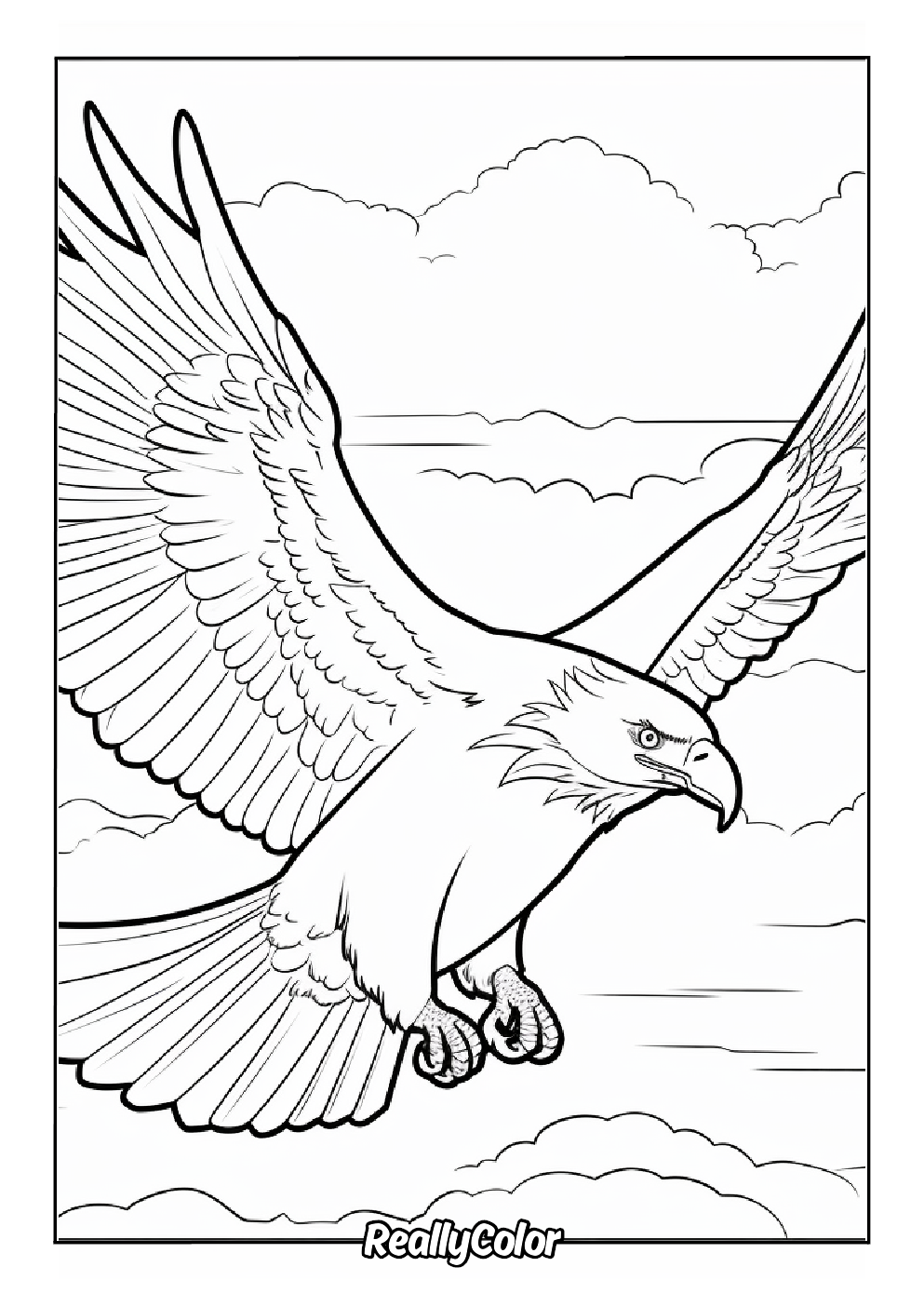 Flying eagle coloring page
